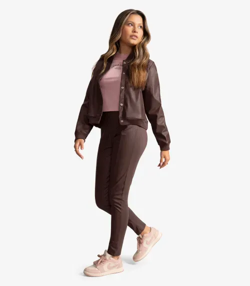 Casaco Juvenil Feminino Material Sintético Minty Marrom