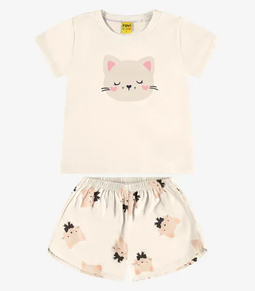 Pijama Meia Malha Rovi Kids Bege