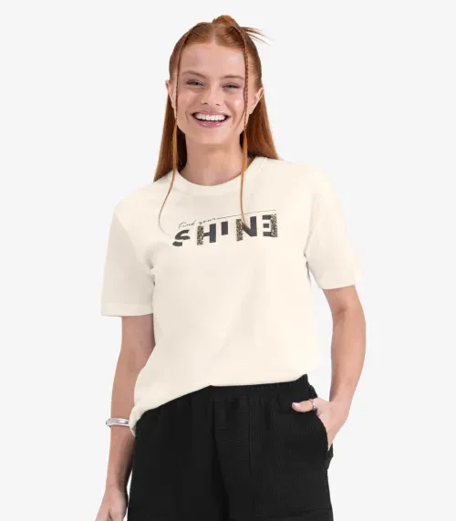 Camiseta Juvenil Feminina Manga Curta Minty Bege