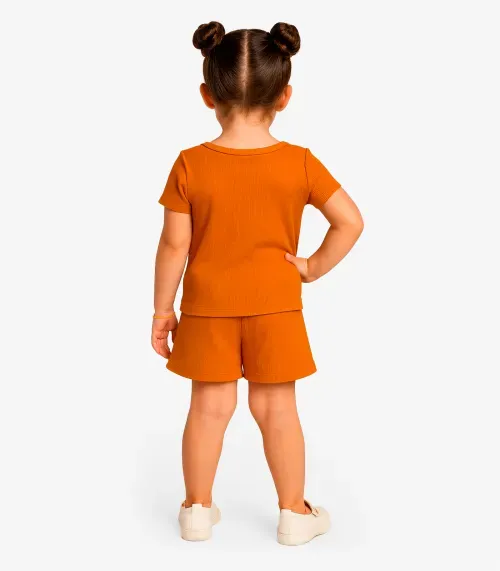 Conjunto Menina Infantil Blusa e Shorts Select Laranja