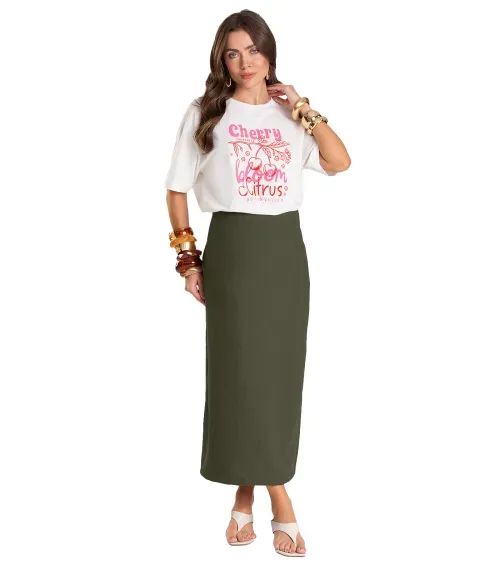 Saia Feminina Midi Dianna Verde