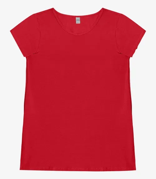 Blusa Básica Alongada Feminina Rovitex Vermelho
