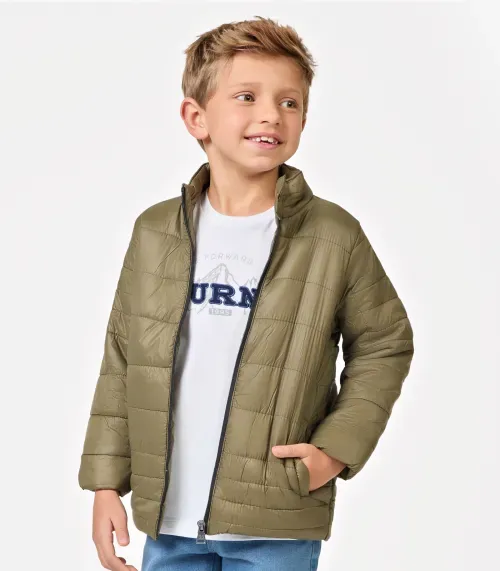 Jaqueta Puffer Infantil em Microfibra Trick Nick Verde