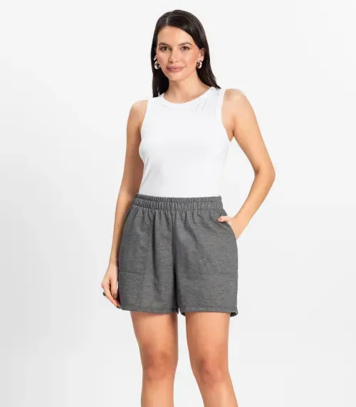 Shorts Moletinho Basic Rovitex Cinza