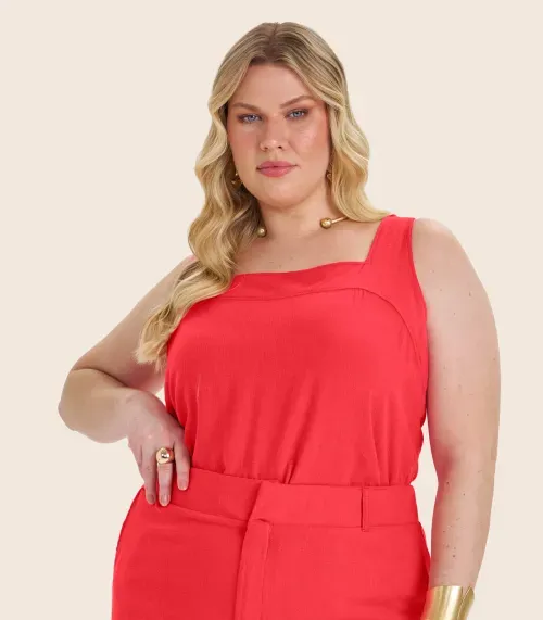 Regata Feminina Plus Size Secret Glam Laranja