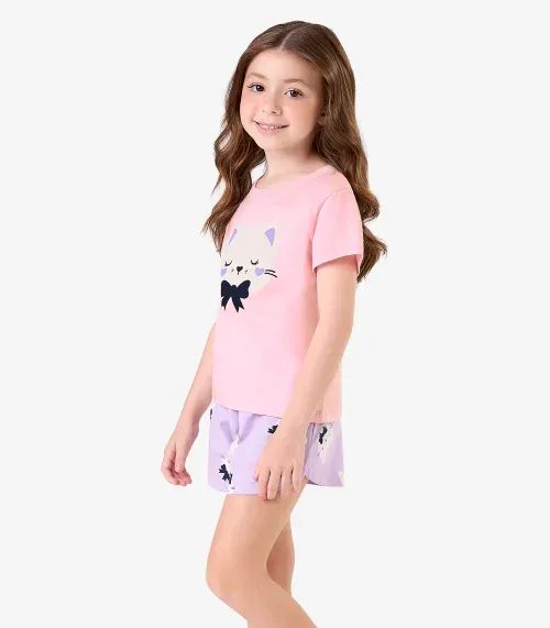 Pijama Meia Malha Rovi Kids Rosa