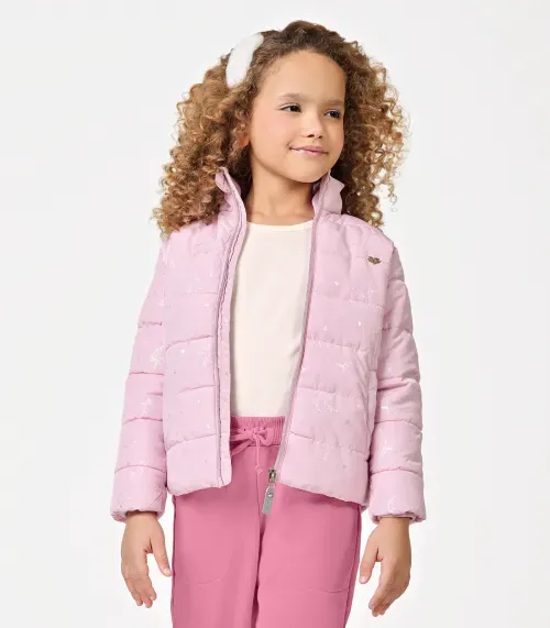 Jaqueta Puffer Infantil Feminina Trick Nick Rosa
