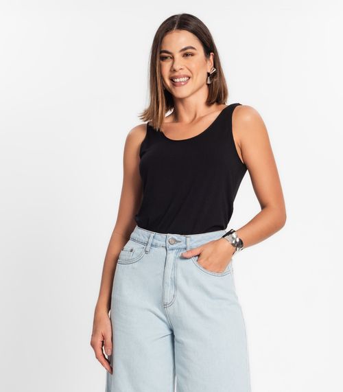 Regata Feminina Básica em Viscotorcion Rovitex Preto