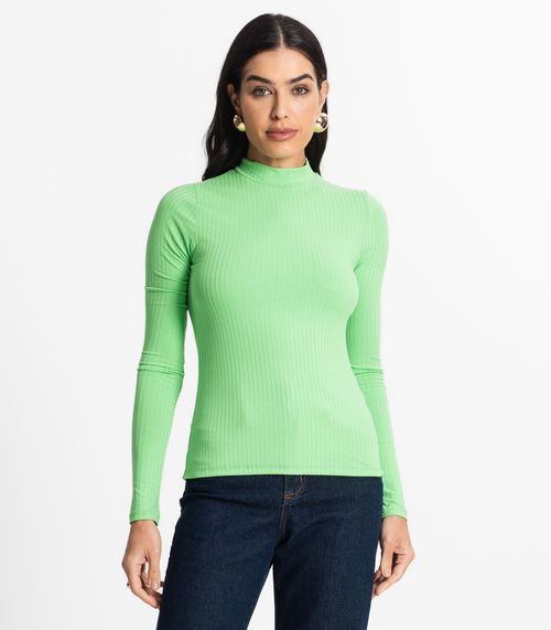 Blusa Manga Longa Feminina Canelada Select Verde