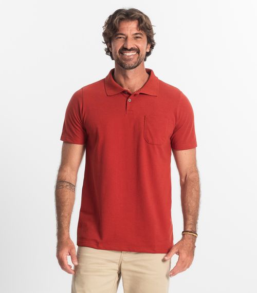 Polo Masculina Pique Diametro Vermelho