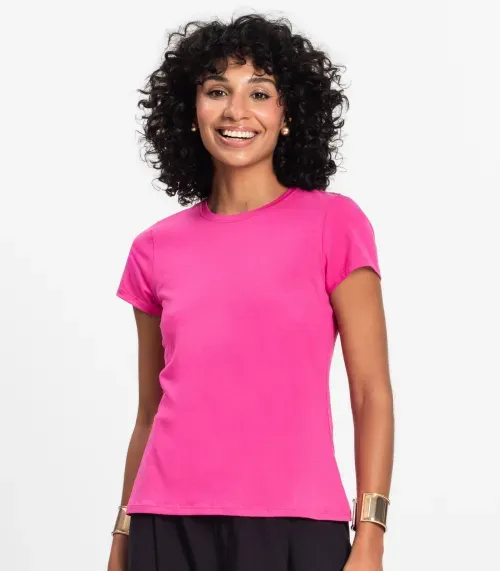 Blusa Feminina Cotton Leve Básica Rovitex Rosa