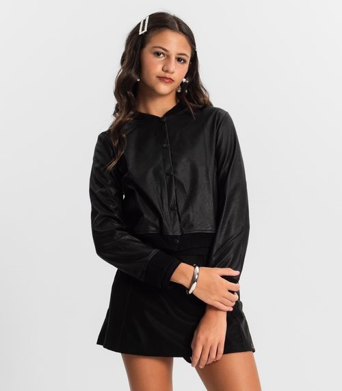Casaco Juvenil Feminino Material Sintético Minty Preto