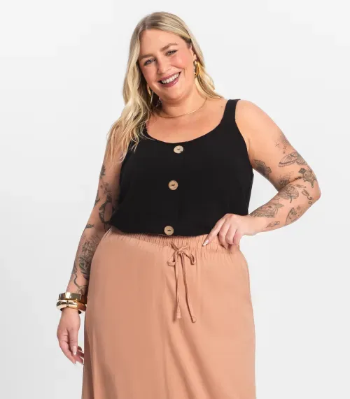 Regata Feminina Plus Size Secret Glam Preto