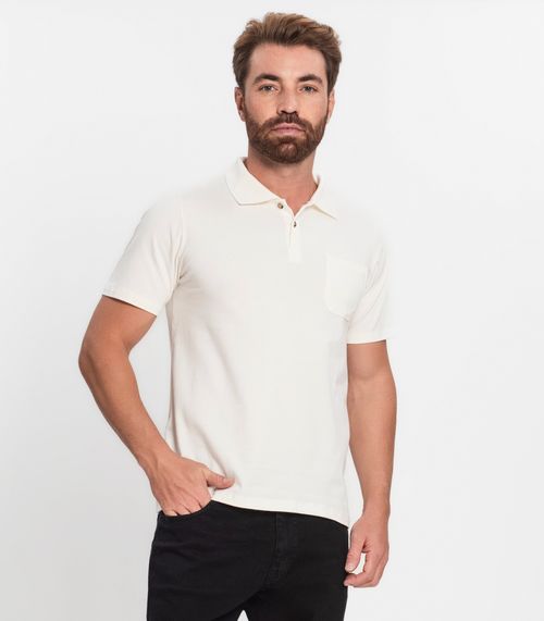 Polo Masculina Com Bolso Cotton Leve Diametro Bege