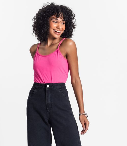 Blusa de Alça Feminina Viscotorcion Básica Rovitex Rosa