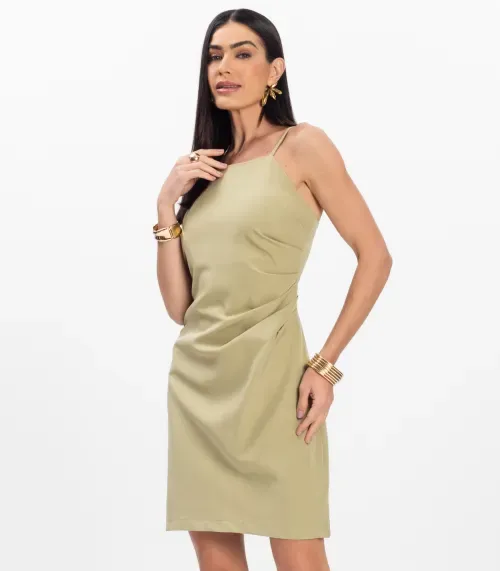 Vestido Curto Feminino Em Alfaiataria Lisa Ji Verde