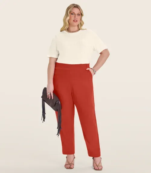 Calça Plus Size Feminina Secret Glam Laranja