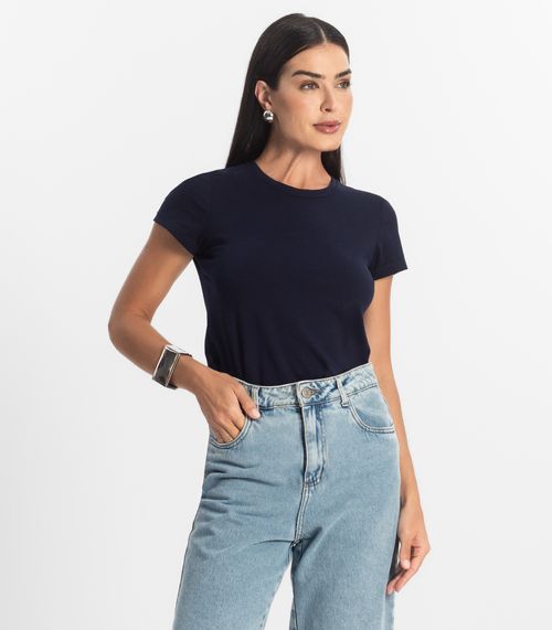 Blusa Feminina Cotton Leve Básica Rovitex Azul
