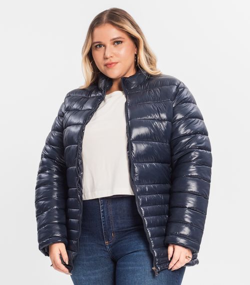 Jaqueta Plus Size Microfibra Secret Glam Azul