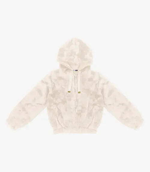 Jaqueta Juvenil Em Pelo Safira Com Capuz Minty Bege