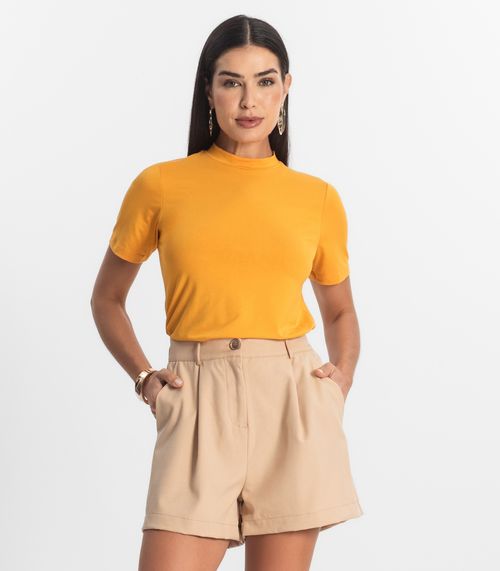 Blusa Feminina Básica em Malha Visco Rovitex Amarelo