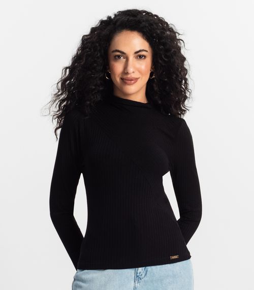 Blusa Manga Longa Feminina Rovitex Preto