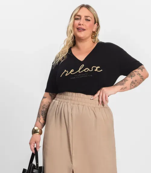 Blusa Feminina Manga Curta Secret Glam Preto