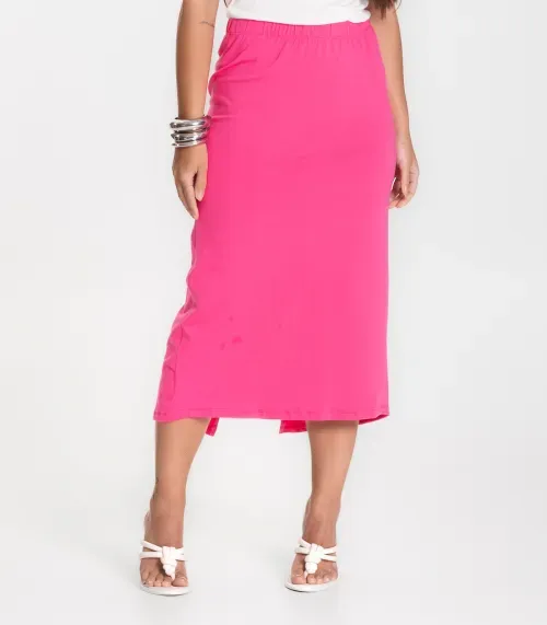 Saia Feminina Midi Infinita Cor Rosa