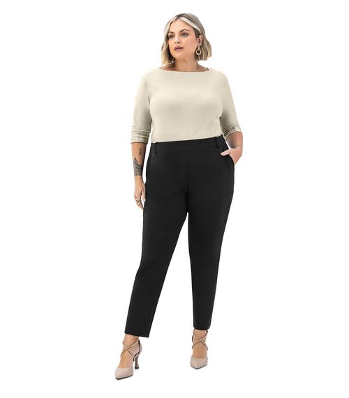 Calça Feminina Ponto Roma Plus Size Secret Glam Preto