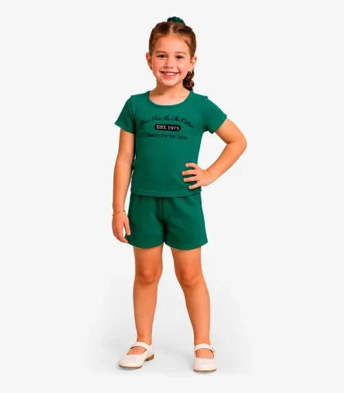 Conjunto Menina Infantil Blusa e Shorts Select Verde