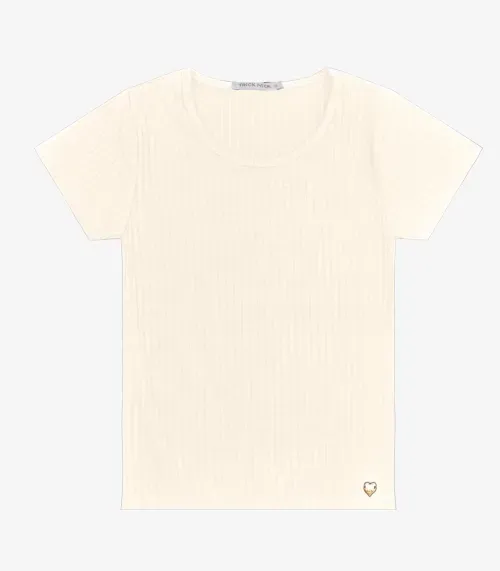 Blusa Infantil Feminina Canelada Trick Nick Bege