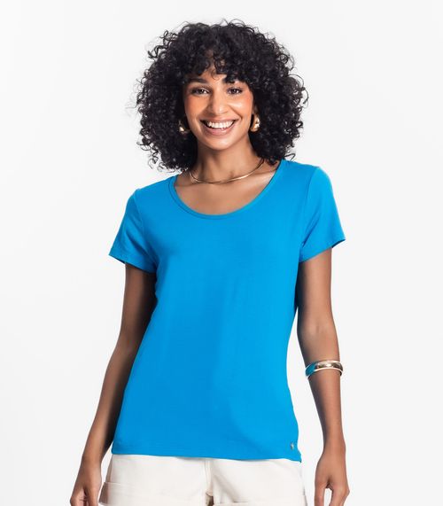 Blusa Feminina Viscotorcion Básica Rovitex Azul