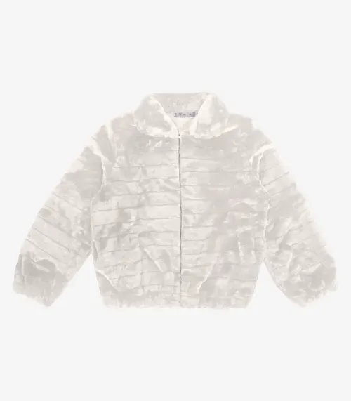 Jaqueta Feminina Plus Size Com Pelo Secret Glam Bege