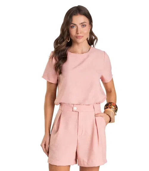 Bermuda Feminina em Tecido Dianna Rosa