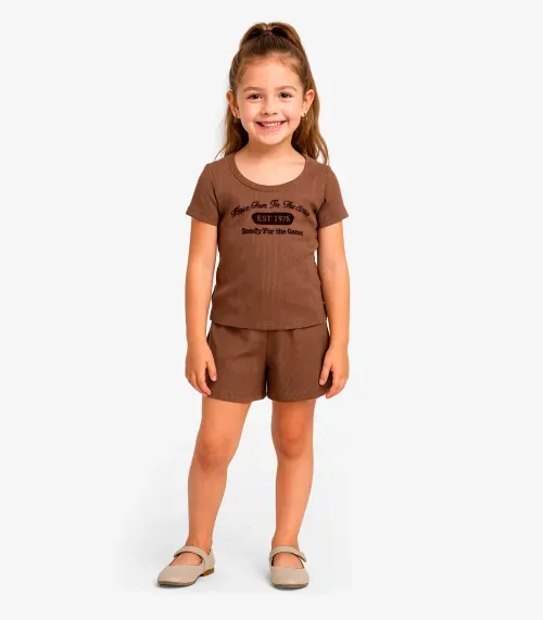 Conjunto Menina Infantil Blusa e Shorts Select Baunilha