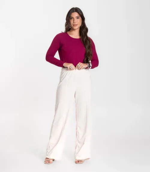 Calça Feminina Pantalona Infinita Cor Bege