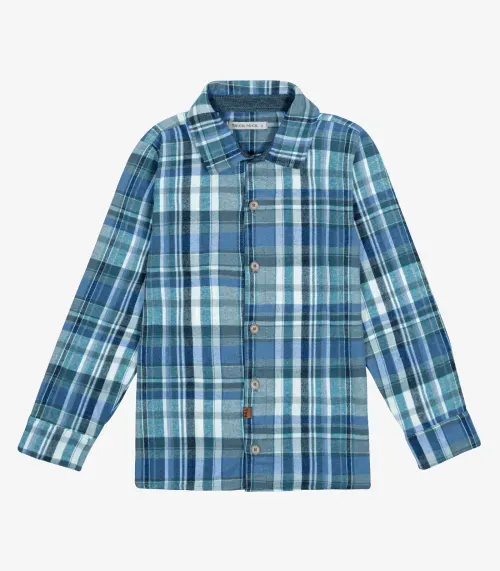 Camisa Infantil Manga Longa Xadrez Trick Nick Azul