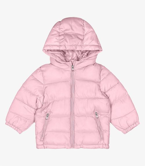 Jaqueta Puffer Feminina com Capuz Trick Nick Rosa