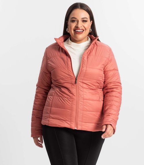 Jaqueta Microfibra Feminina Plus Size Secret Glam Laranja