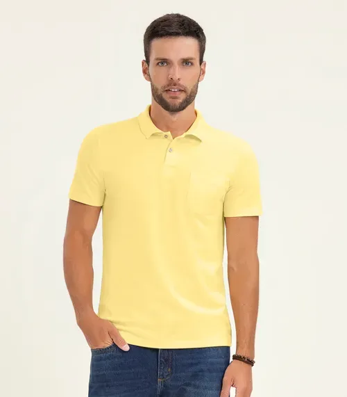 Polo Masculina Pique Diametro Amarelo