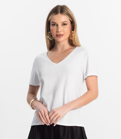 Blusa Básica Feminina Meia Malha Rovitex Branco