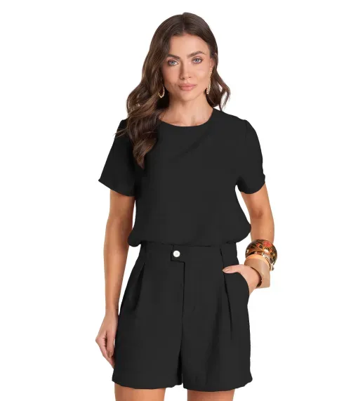 Bermuda Feminina em Tecido Dianna Preto