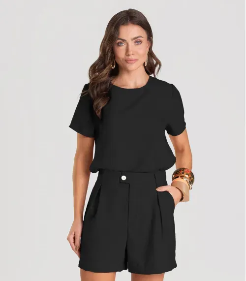 Bermuda Feminina em Tecido Dianna Preto