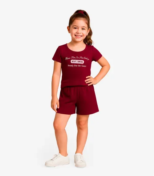 Conjunto Menina Infantil Blusa e Shorts Select Vermelho