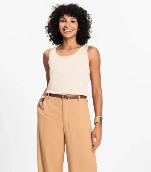 Regata Feminina Básica em Viscotorcion Rovitex Marrom