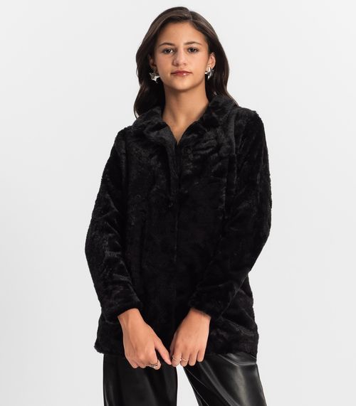 Casaco Juvenil Feminino Pelo Safira Minty Preto