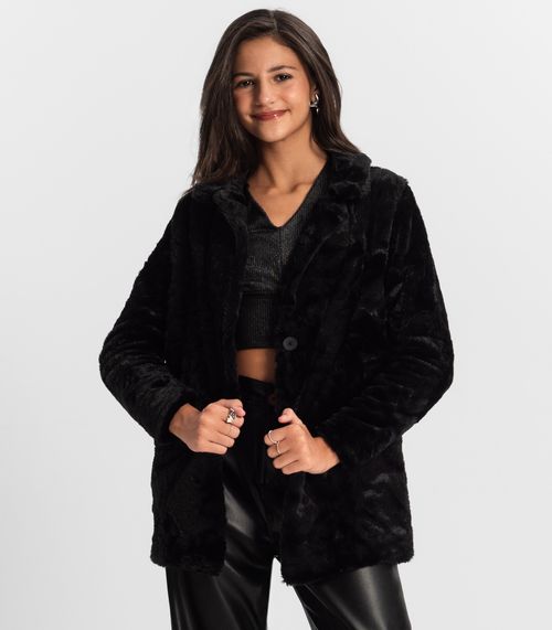 Casaco Juvenil Feminino Pelo Safira Minty Preto