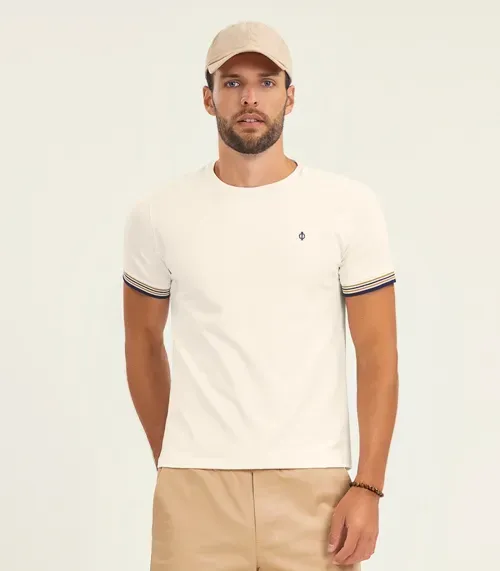 Camiseta Básica Masculina Diametro Bege