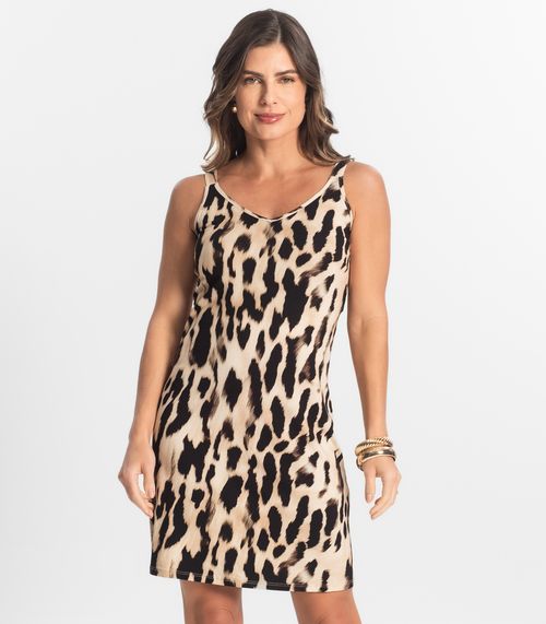 Vestido Estampado Rovitex Marrom