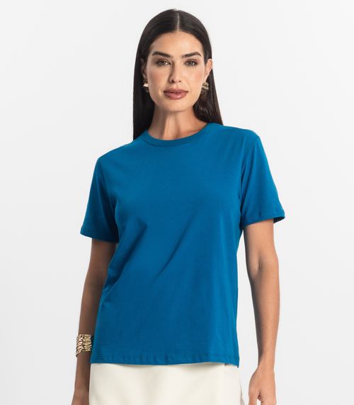 Blusa Básica Feminina Meia Malha Rovitex Azul